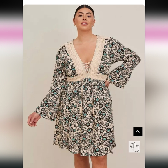 Torrid Mini Gauze Lace-up Skater Dress - Size 2 NWT - Picture 2 of 7